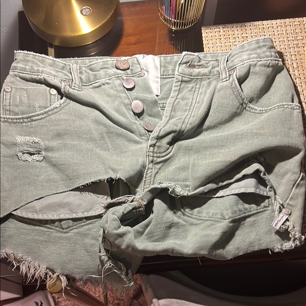 ONETEASPOON Green Denim Shorts